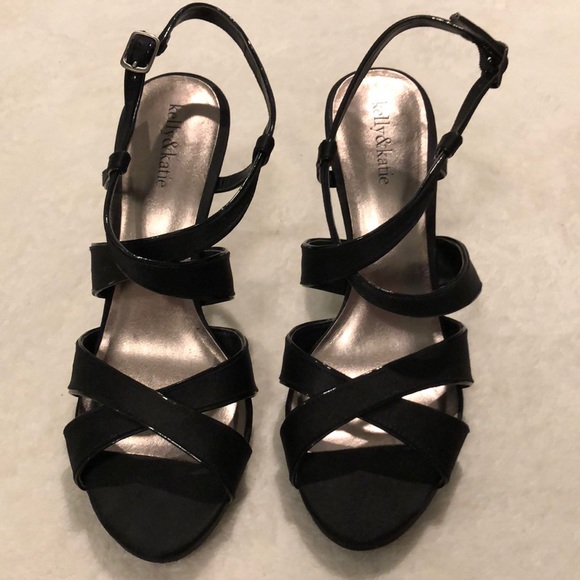 Black satin strappy heels - Picture 3 of 5